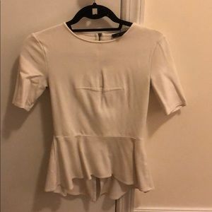 BCBG Peplum White Top w/ full back zipper